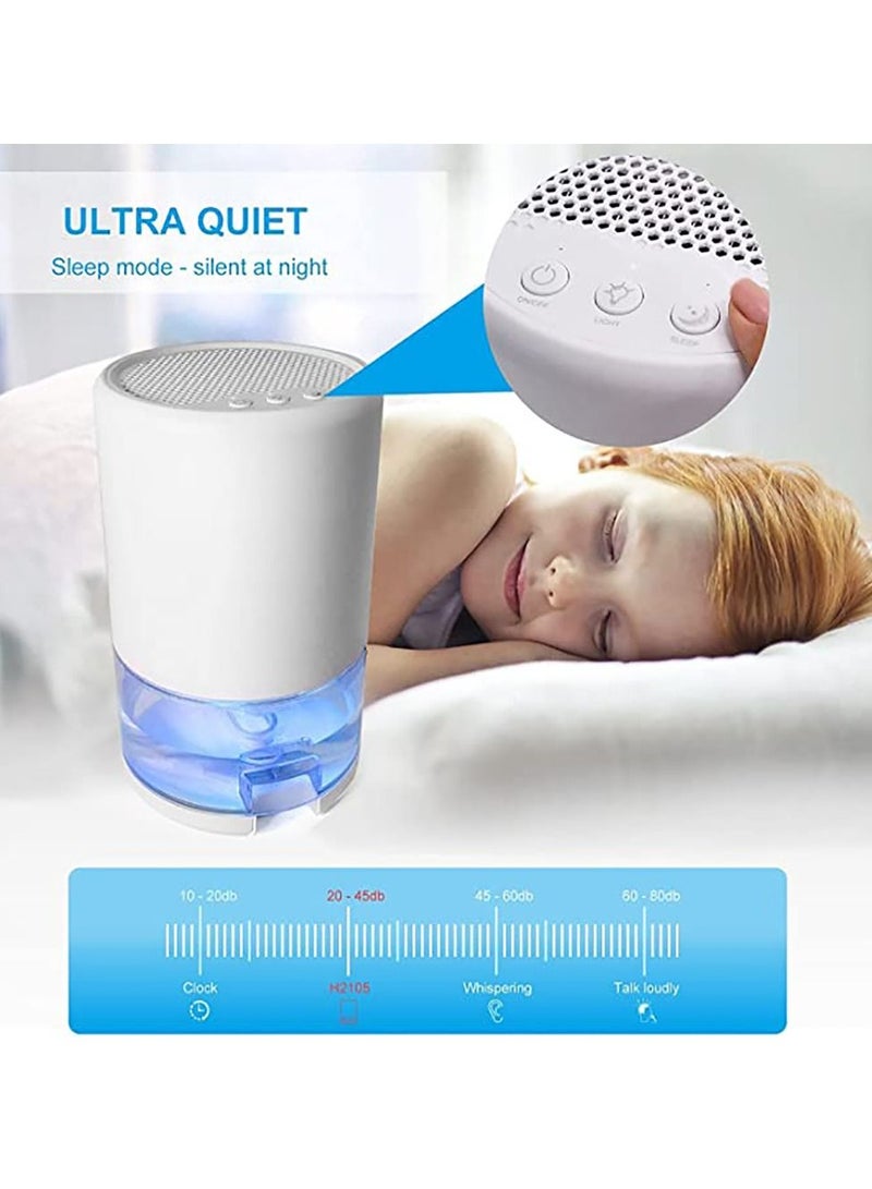 Dehumidifier 1000ML Home Dehumidifier 2600 Cubic Feet with 7 Color LED Lights Silent Bedroom Portable Dehumidifier 285 sqft Closet Bedroom Bathroom RV Office (White)