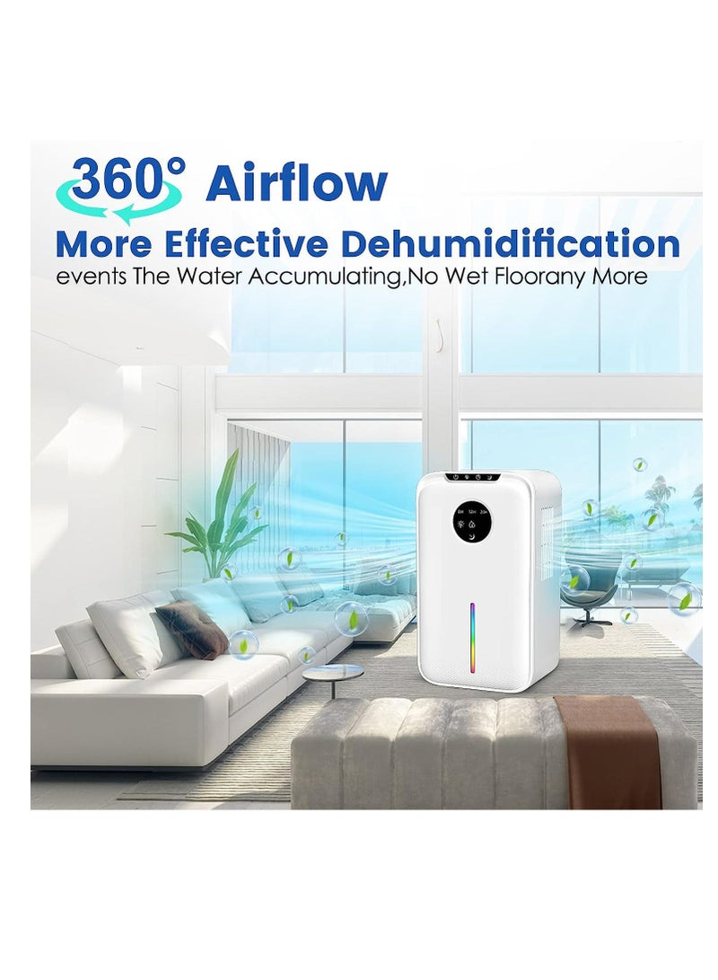 95oz Dehumidifiers for Home,Portable Dehumidifier With Sleep Mode 7 Colors Light Timer Auto Defrost and Drain Hose, Small Dehumidifiers for Bedroom Bathroom Basements Closet RV