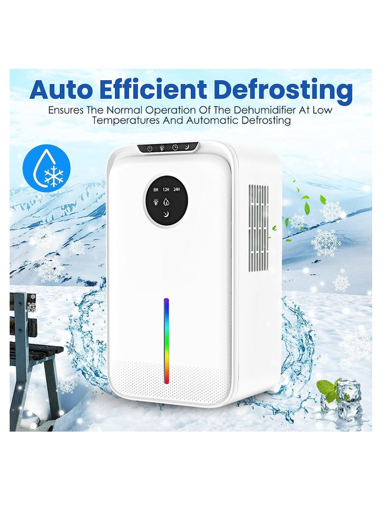 95oz Dehumidifiers for Home,Portable Dehumidifier With Sleep Mode 7 Colors Light Timer Auto Defrost and Drain Hose, Small Dehumidifiers for Bedroom Bathroom Basements Closet RV