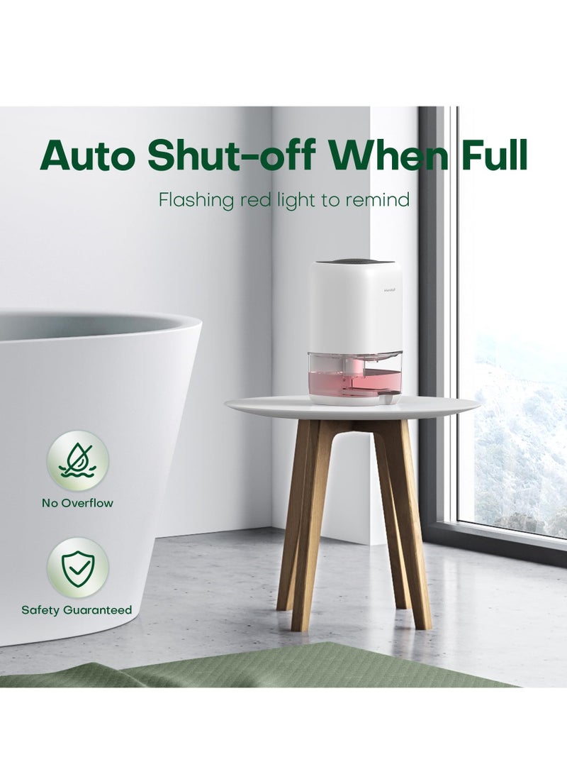 1000ml Ultra Silent Bathroom Dehumidifier for Bedrooms with Auto Shut-Off Function, White