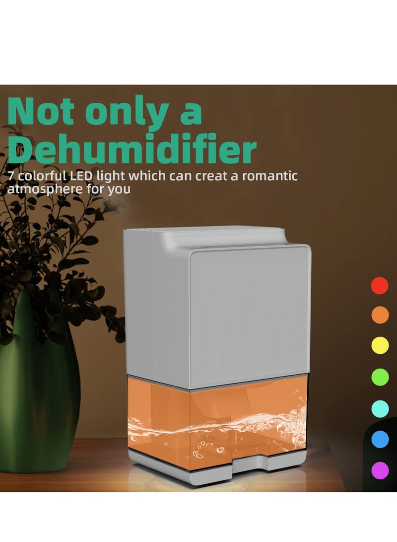 Dehumidifiers for Home,1000ml Dehumidifier, Auto Shut Off and 7 Colours LED Light, Ultra-quiet, Energy-saving Dehumidifier for Drying Clothes, Bedroom, Bathroom, Wardrobe,Garage