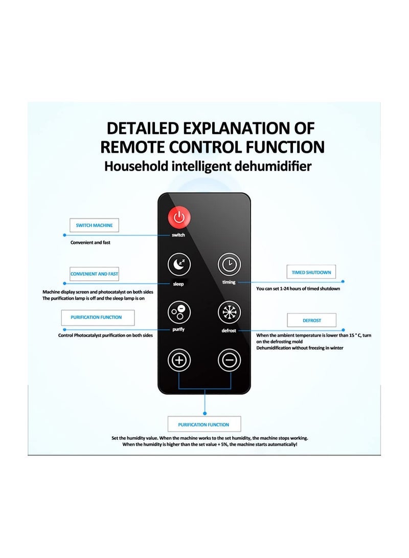 for Bedroom, Remote Control Dehumidifier with 1500ml Water Tank, Basement Quiet Small Dehumidifier, Mini Dehumidifier for Bedroom Bathroom RV Closet