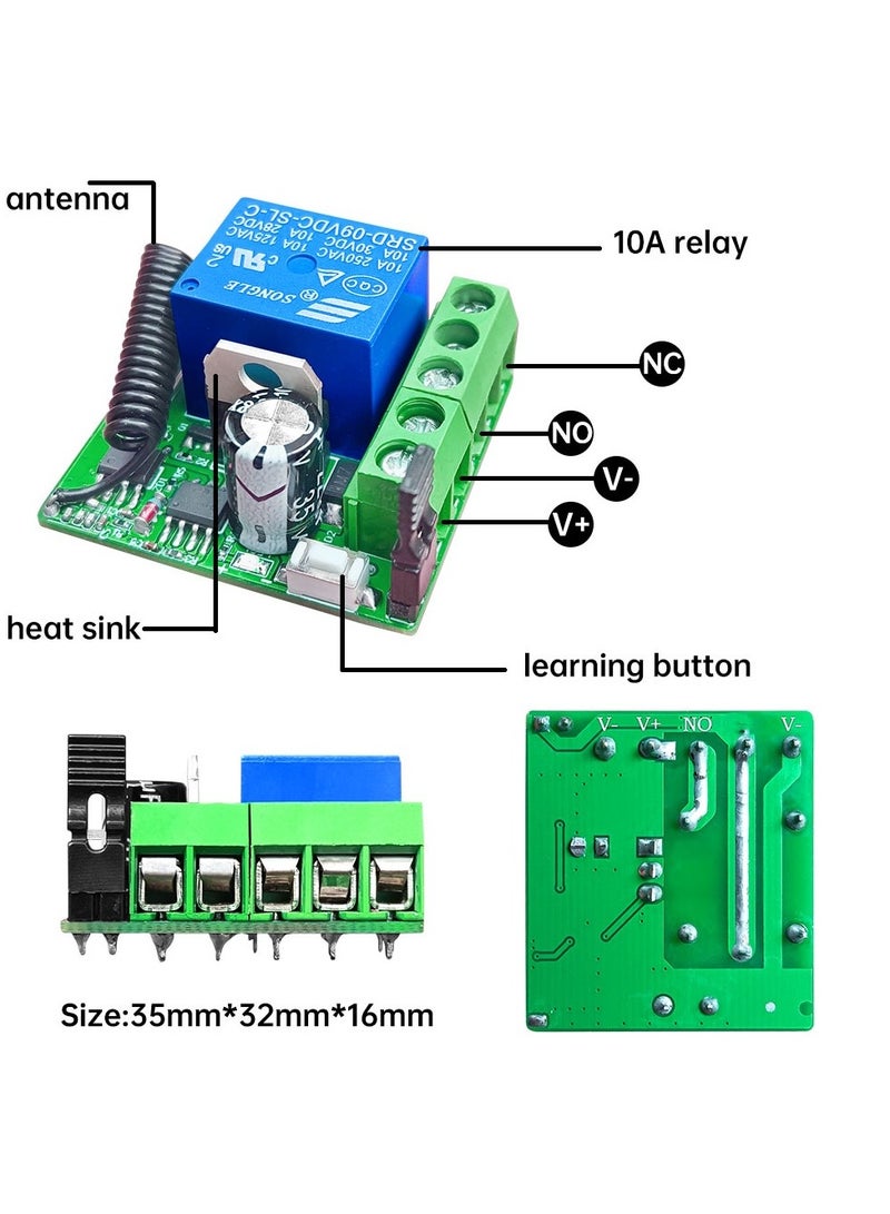 Diese RF Wireless Remote Control Module DC 12V 24V 10A Wet Contact Relay Receiver 433Mhz on Off Transmitter,for Led Fan Light