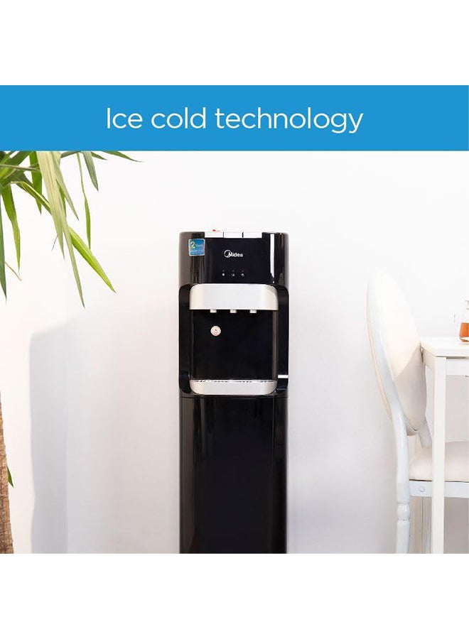 Bottom Loading Water Dispenser,Hot Cold And Ambient Temperature, Ice Cold Technology, Empty Bottle Indicator, Floor Standing, Child Safety lock, Best for Home, Office & Pantry, YL1633S Black