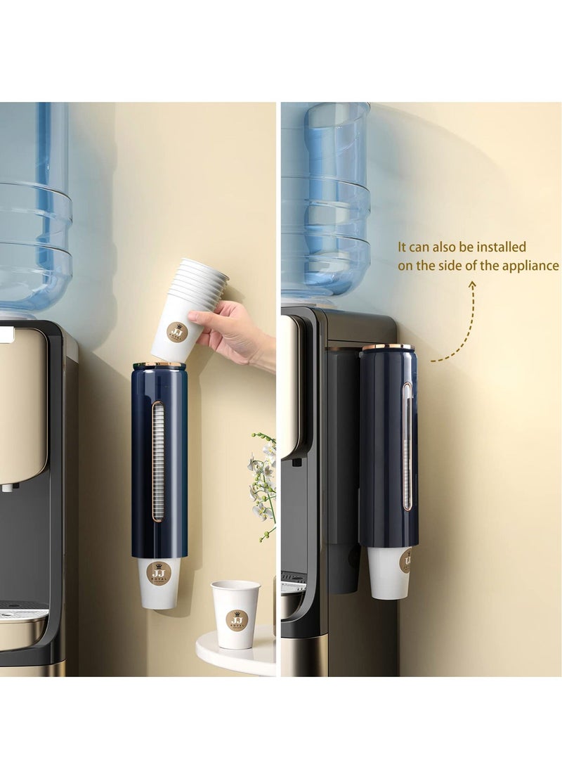 Cup Dispenser Wall Mounted Pull Type Water Cooler Cup Holder Fit 4oz 7oz Disposable Cups Water Cup Holder Dustproof Plastic for 45Pcs Disposable Paper Cups and Paper Cones blue