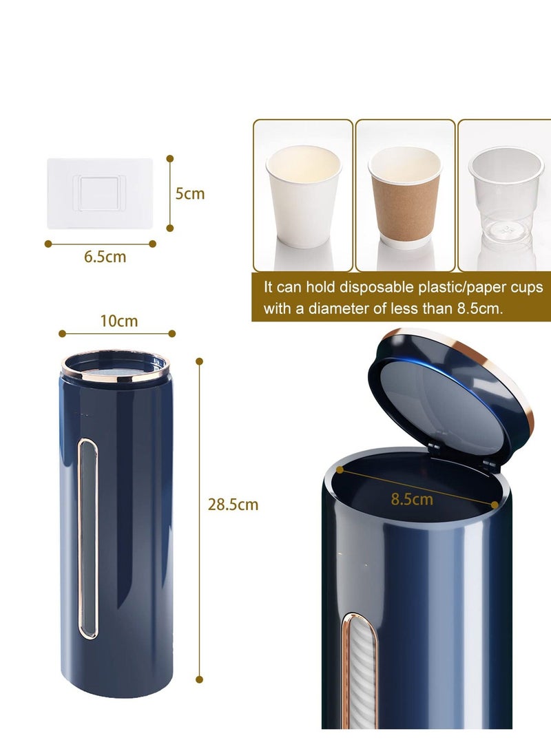 Cup Dispenser Wall Mounted Pull Type Water Cooler Cup Holder Fit 4oz 7oz Disposable Cups Water Cup Holder Dustproof Plastic for 45Pcs Disposable Paper Cups and Paper Cones blue
