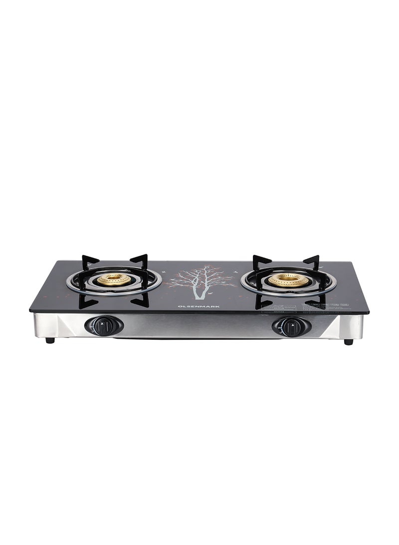 2 Burner Glass Top Gas Stove Cooktop OMK2225 Black