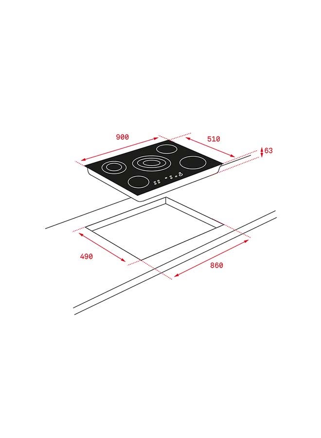 Built-in 90 cm Vitroceramic Hob With 5 Zones And Touch Control TR 951 10210002 Black