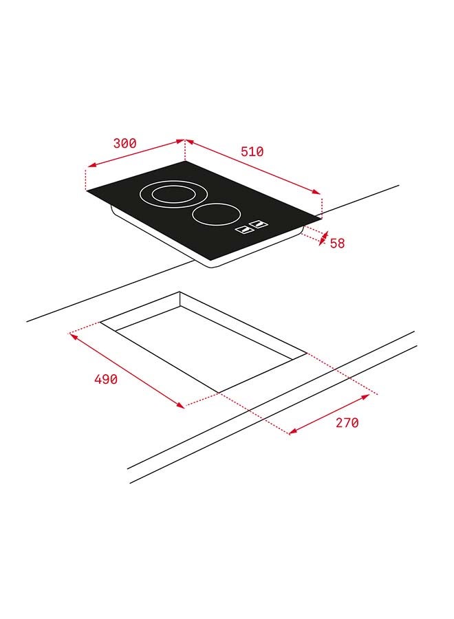 Tzc 32320 Ttc 30Cm Modular Vitroceramic Hob With Touch Control 112540002 Black
