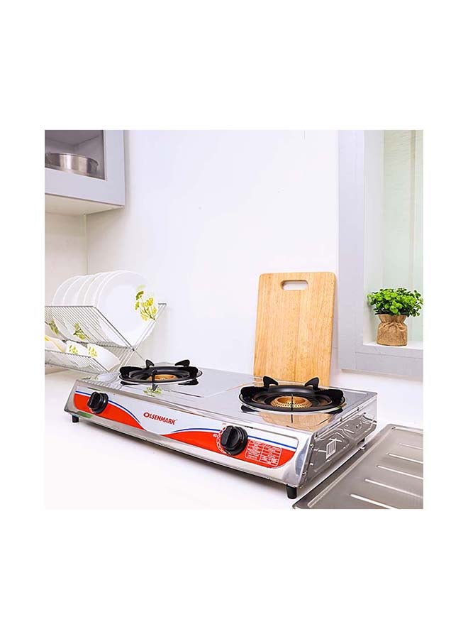 2-Burner Stainless Steel Gas Stove OMK2316 Black/Silver/Red