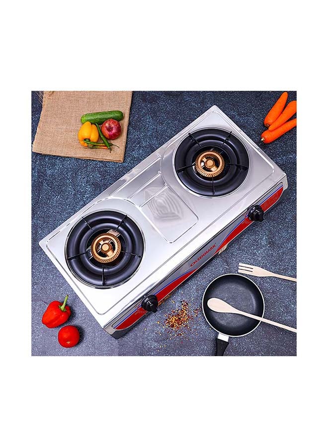 2-Burner Stainless Steel Gas Stove OMK2316 Black/Silver/Red