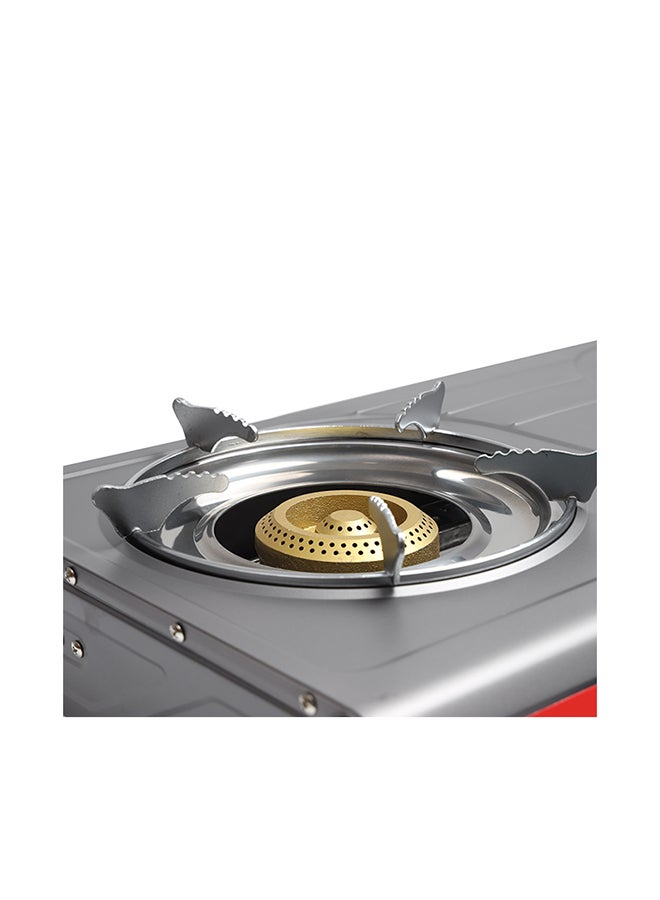 Gas Cooker | 2 Cast Iron Burner with Detachable Pan Support| Low Gas Consumption and Efficient Burners| Improved Gas Flow for Efficient Heating| Auto Ignition System, LPG Gas Stove| Black| 2 Years Warranty OMK2331 Silver