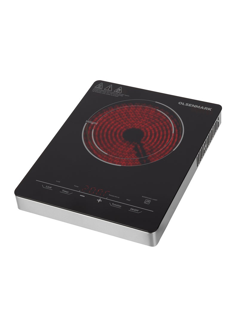 Digital Control Infrared Cooker, Single Cooking Hob, 2000-Watt Burner with Adjustable Temperature, Energy Saving, Touch Control, 10 Power Levels 2000 W OMIC2262K Black/Red/White