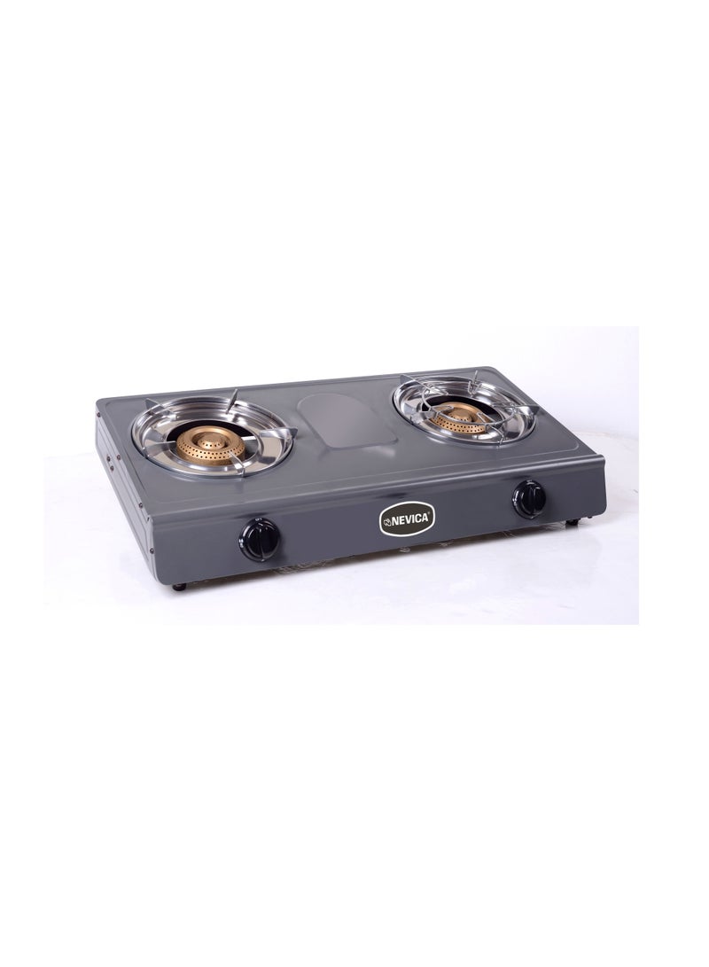 Nevica Noon Stick Double Burner Gas Stove - Auto Ignition - Grey NV-842GS