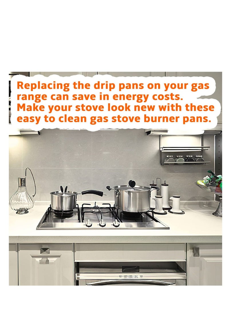 Gas Range Drip Pan, 4Pcs SGP-400 Replacement Gasburner Bib Liner Covers, 7.65 x7.65'' WP786333 786333 AP6011553 PS11744751 (Chrome Square)