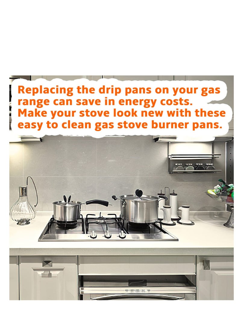 Gas Range Drip Pan, 4Pcs SGP-400 Replacement Gasburner Bib Liner Covers, 7.65 x7.65'' WP786333 786333 AP6011553 PS11744751 (Chrome Square)