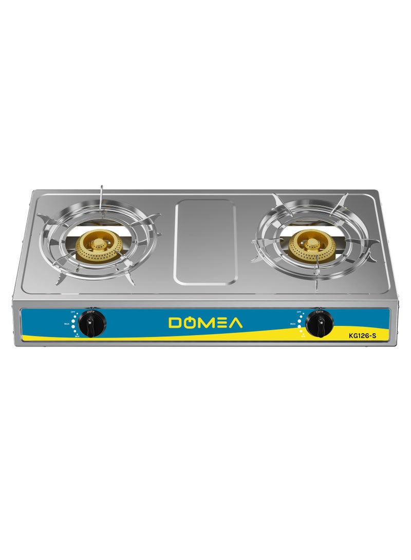 Gas Burner With Auto Ignition, 2 Burners Gas Stove, Stainless Steel Top, Perfect For Home, Apartment, Parties