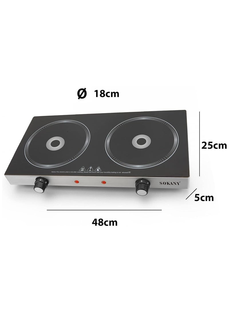 Digital Electric Portable Stove with 2 Burners, Radiant Cooker (SK-224)