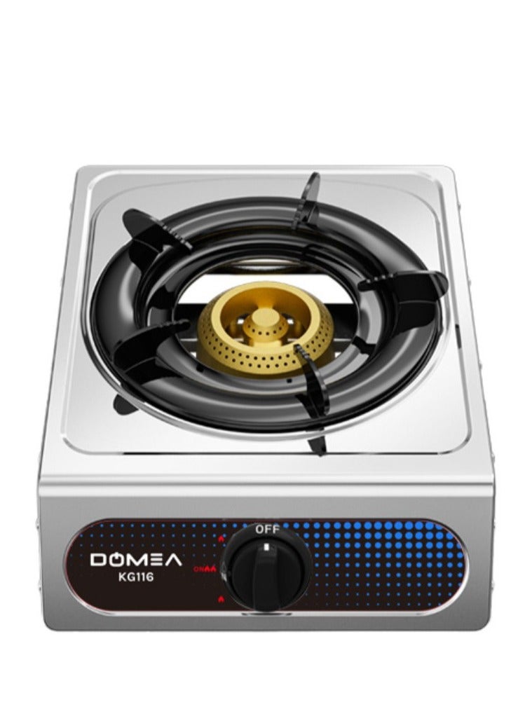 Portable Gas Stove, Single Burner With Auto Ignition, Stainless Steel, Countertop Cooktop, Perfect For Home, Apartments, Camping