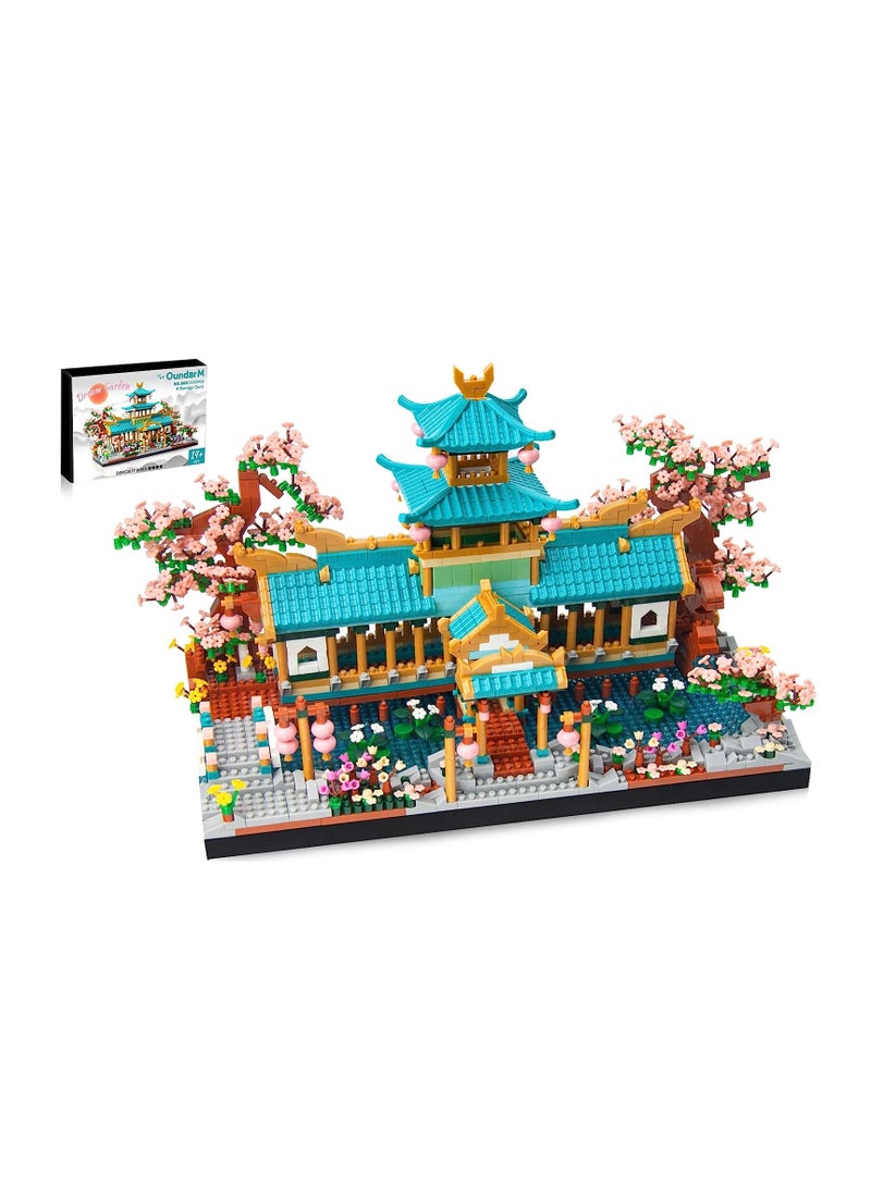 Mini Chinese Classical Garden Building Blocks Set, Sakura Botanical Collection Building Set for Adults, 14+ Teens, Home Decor Accessories, Birthday Gift, 2350 Pcs