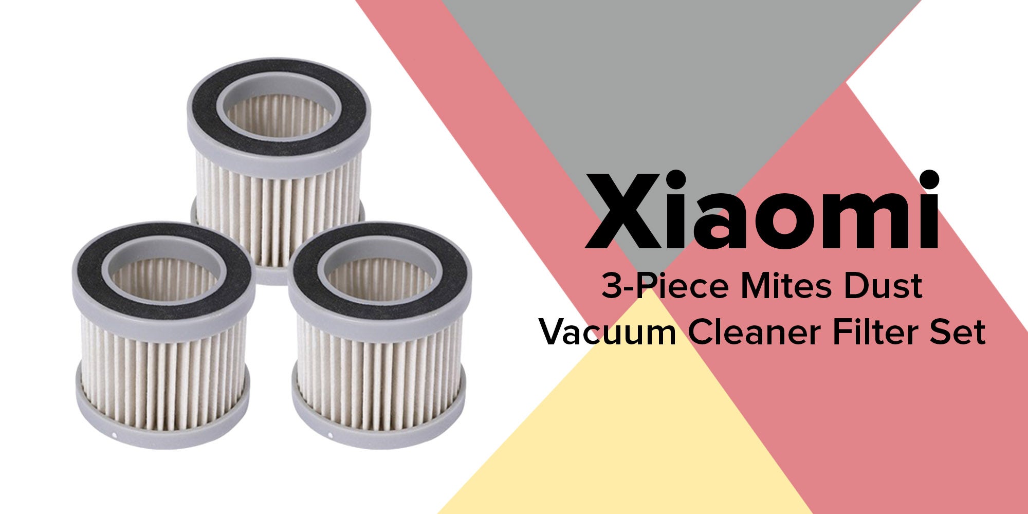 3-Piece Mites Dust Vacuum Cleaner Filter Set PAS0185-1zxc Black/Grey/White