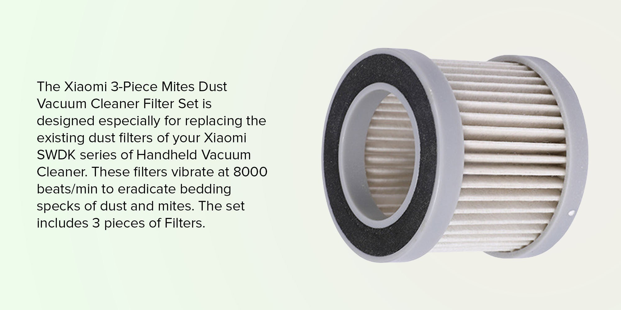 3-Piece Mites Dust Vacuum Cleaner Filter Set PAS0185-1zxc Black/Grey/White