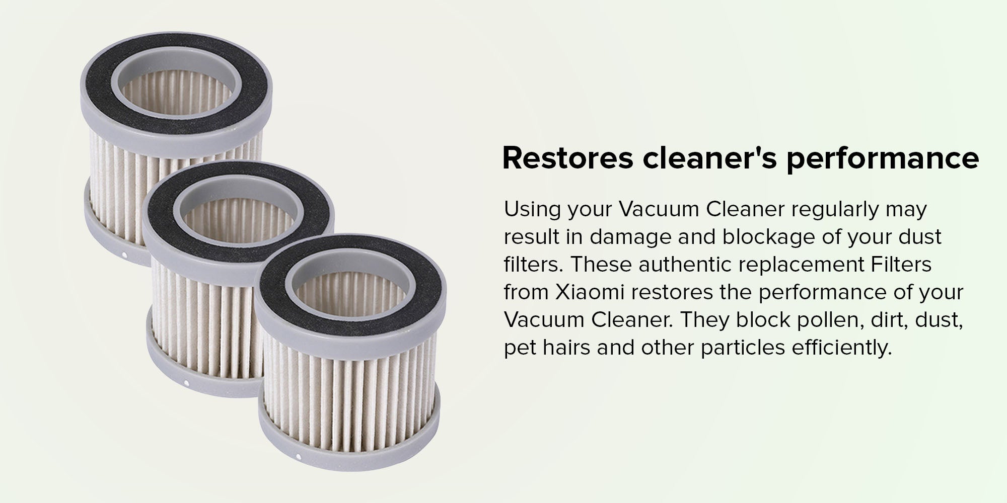 3-Piece Mites Dust Vacuum Cleaner Filter Set PAS0185-1zxc Black/Grey/White