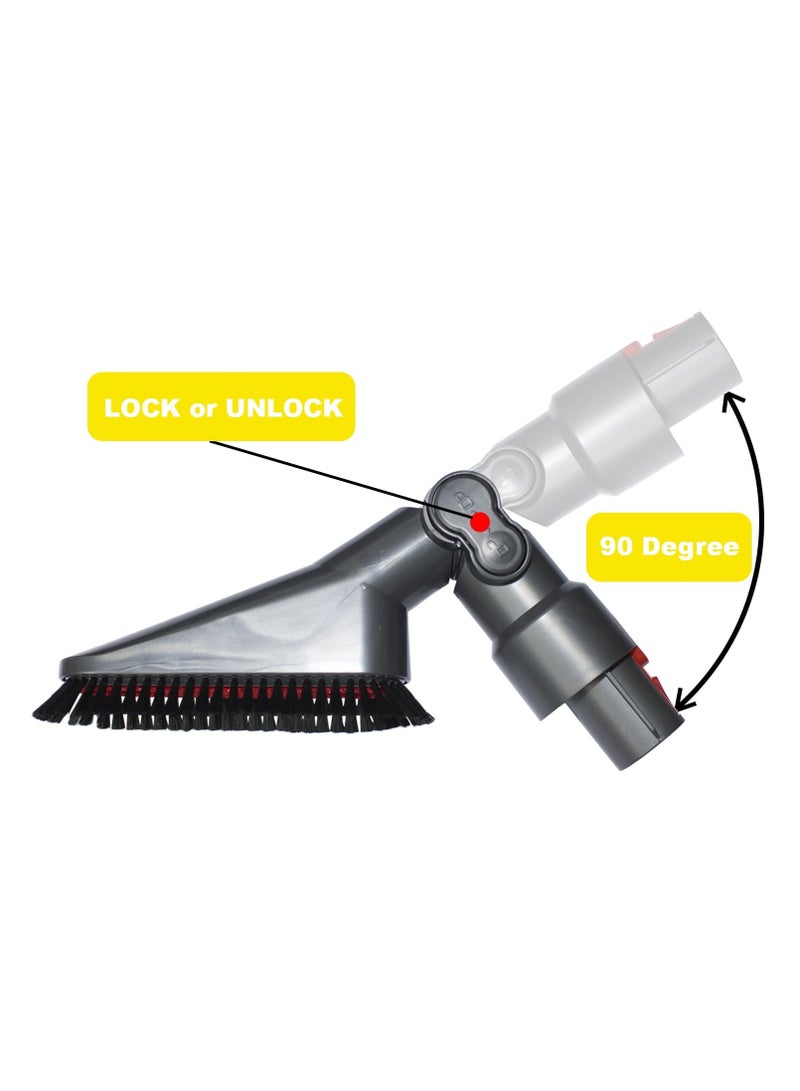 Soft Vacuum Dust Brush Attachment,For Dyson V7 V8 V10 V11 V15, Adjustable Angle for Cleaning Vents, Ceiling Fans, Furniture, on Dressers, Bookshelves, Mini Blinds and Lamps