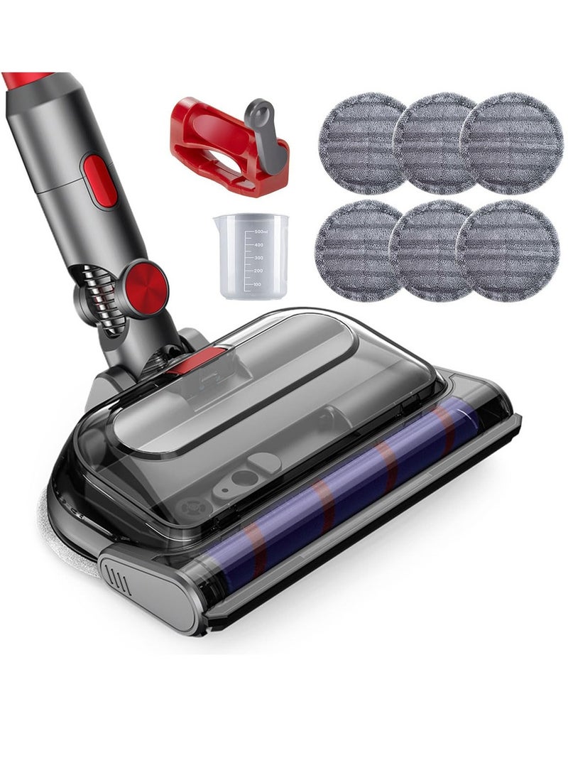 Electric Wet Dry Mopping Head for Dyson V7 V8 V10 V11 V15 Vacuum Cleaner Steam Vacuum Filter Accessory Wet Vacuum Cleaner for Furniture with Detachable Water Tank and Six Reusable Mop Pads