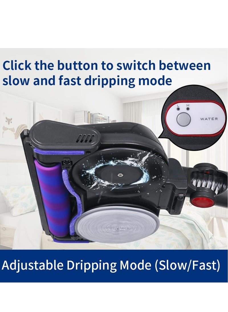 Electric Wet Dry Mopping Head for Dyson V7 V8 V10 V11 V15 Vacuum Cleaner Steam Vacuum Filter Accessory Wet Vacuum Cleaner for Furniture with Detachable Water Tank and Six Reusable Mop Pads