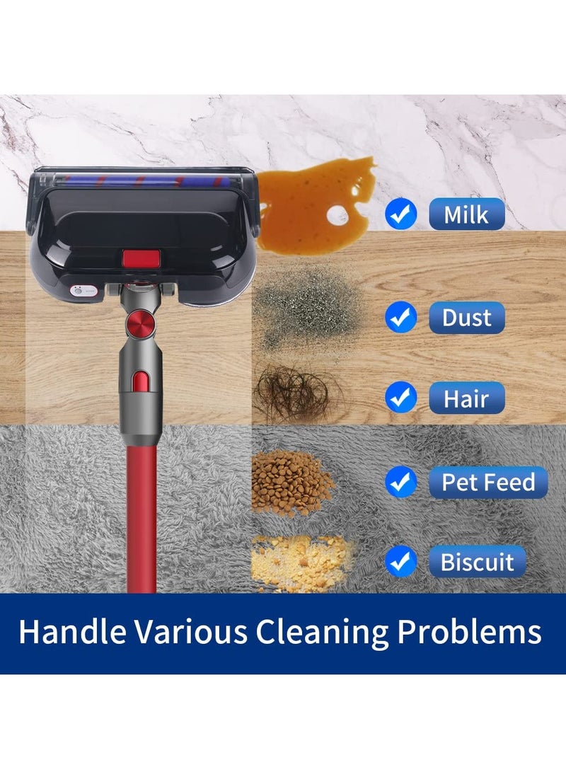 Electric Wet Dry Mopping Head for Dyson V7 V8 V10 V11 V15 Vacuum Cleaner Steam Vacuum Filter Accessory Wet Vacuum Cleaner for Furniture with Detachable Water Tank and Six Reusable Mop Pads