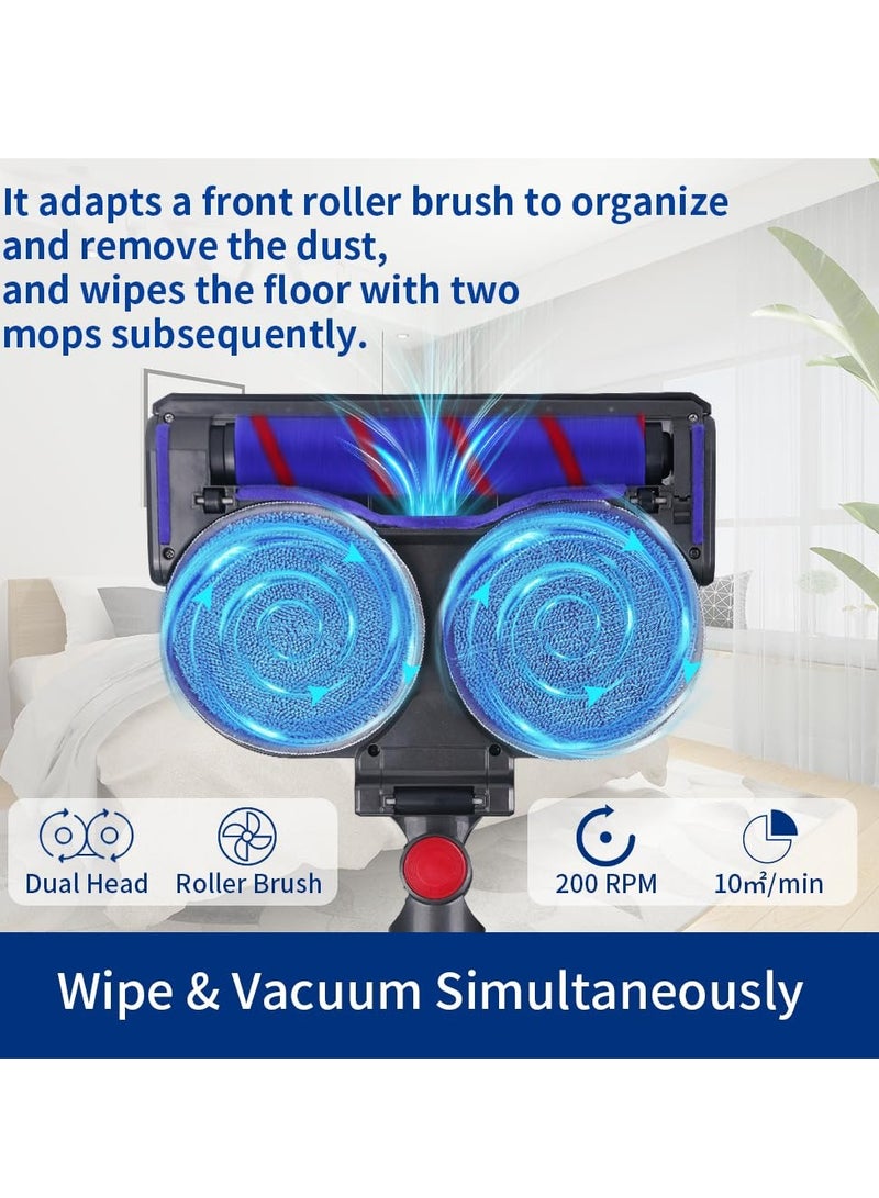 Electric Wet Dry Mopping Head for Dyson V7 V8 V10 V11 V15 Vacuum Cleaner Steam Vacuum Filter Accessory Wet Vacuum Cleaner for Furniture with Detachable Water Tank and Six Reusable Mop Pads