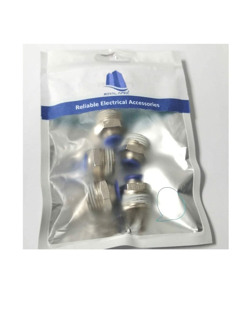 PU Pipe & Fittings Polyurethane | Pneumatic Pipe Push in to Connect Fittings (Male Socket - Pack of 5, 8mmx1/2