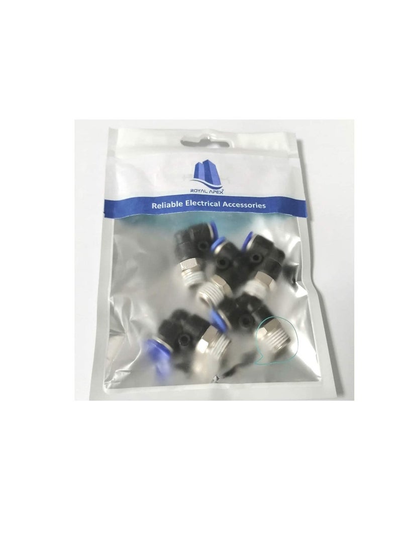 PU Pipe & Fittings Polyurethane | Pneumatic Pipe Push in to Connect Fittings (Male Elbow - Pack of 5, 6mmx1/8