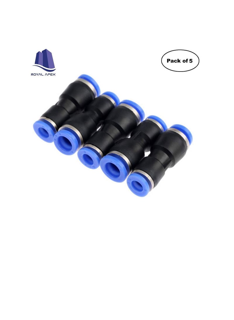 PU Pipe & Fittings Polyurethane | Pneumatic Pipe Push in to Connect Fittings (Reducer Socket - Pack of 5, 10x8mm)