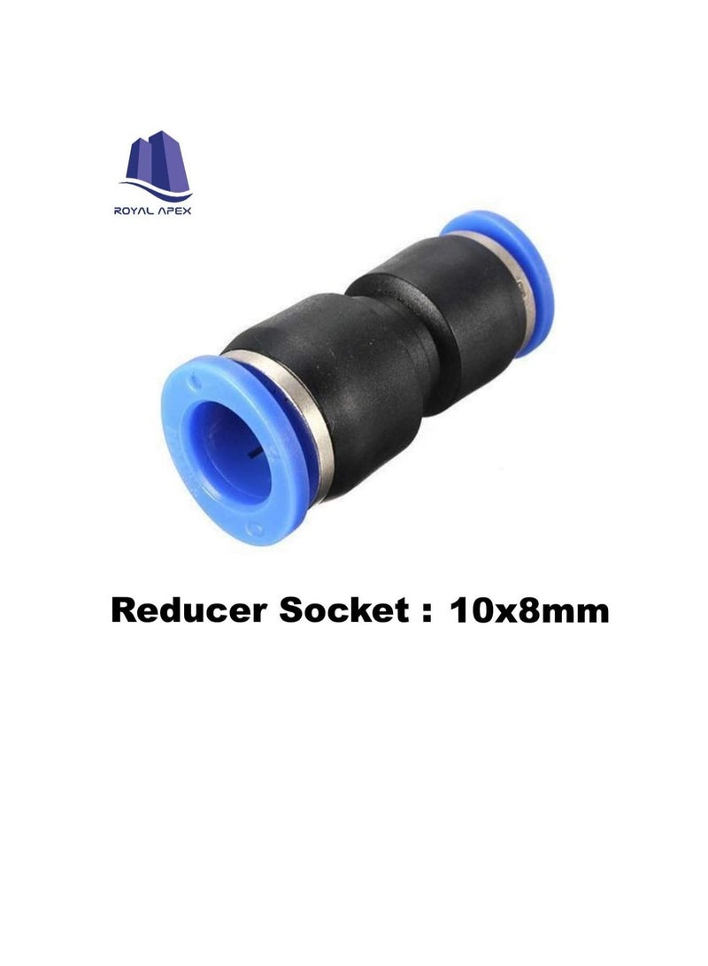PU Pipe & Fittings Polyurethane | Pneumatic Pipe Push in to Connect Fittings (Reducer Socket - Pack of 5, 10x8mm)