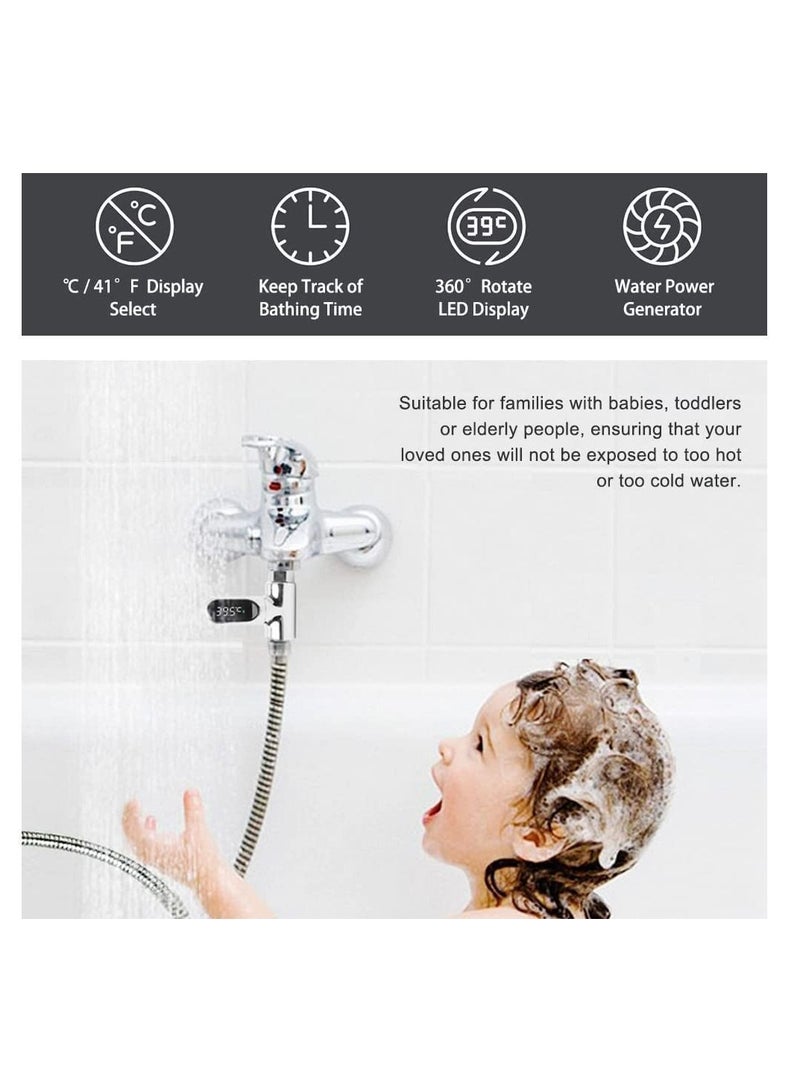 Shower Thermometer Faucet Kit LED Display Instant Read Supports Celsius and Fahrenheit Suitable 360°Rotating Screen for Baby Self-Shower Kids Kitchen