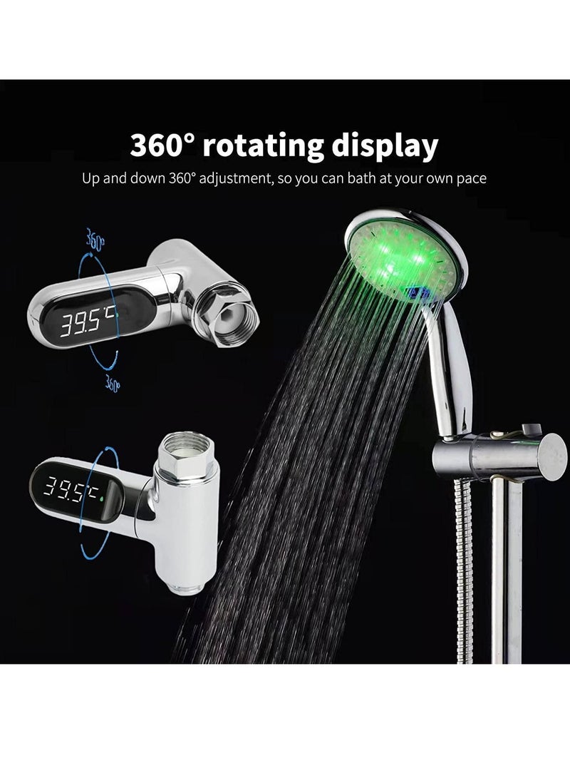 Shower Thermometer Faucet Kit LED Display Instant Read Supports Celsius and Fahrenheit Suitable 360°Rotating Screen for Baby Self-Shower Kids Kitchen