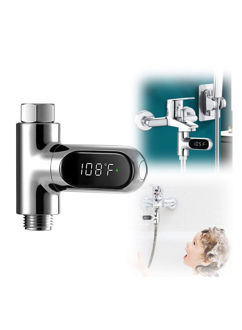 Shower Thermometer Faucet Kit LED Display Instant Read Supports Celsius and Fahrenheit Suitable 360°Rotating Screen for Baby Self-Shower Kids Kitchen