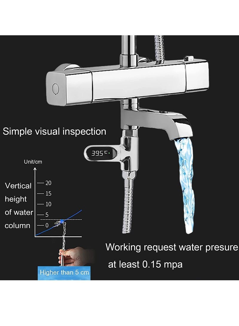 Shower Thermometer Faucet Kit LED Display Instant Read Supports Celsius and Fahrenheit Suitable 360°Rotating Screen for Baby Self-Shower Kids Kitchen