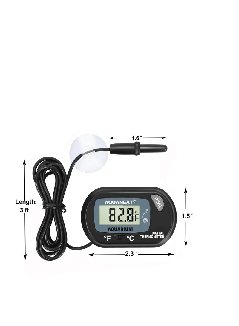 2 Pack Aquarium Thermometer, Fish Tank Thermometer, Digital Thermometer, Reptile Thermometer, Terrarium Water Temperature Test, with Large LCD Display