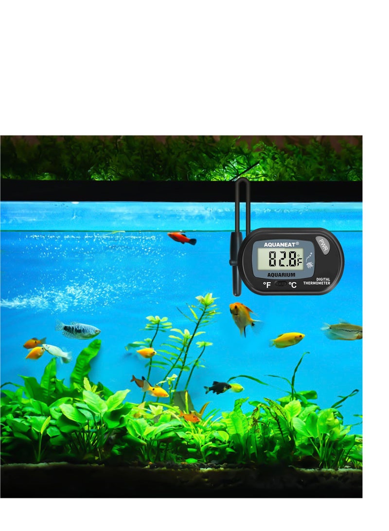 2 Pack Aquarium Thermometer, Fish Tank Thermometer, Digital Thermometer, Reptile Thermometer, Terrarium Water Temperature Test, with Large LCD Display