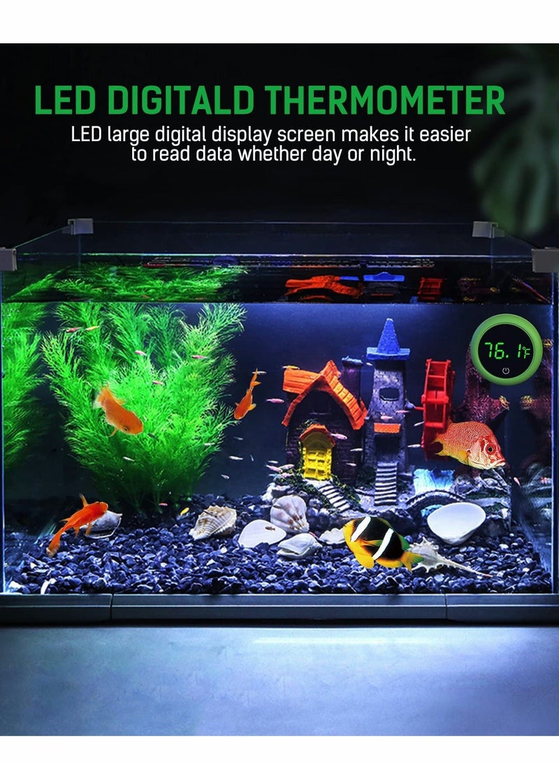 LED Aquarium Thermometer, 5S Refresh Speed Touch Screen Fish Tank Accurate Temperature Sensor, Wide Range of Displayed, Energy-Saving & Stick-on Thermometer for Aquariums, Glass Containers