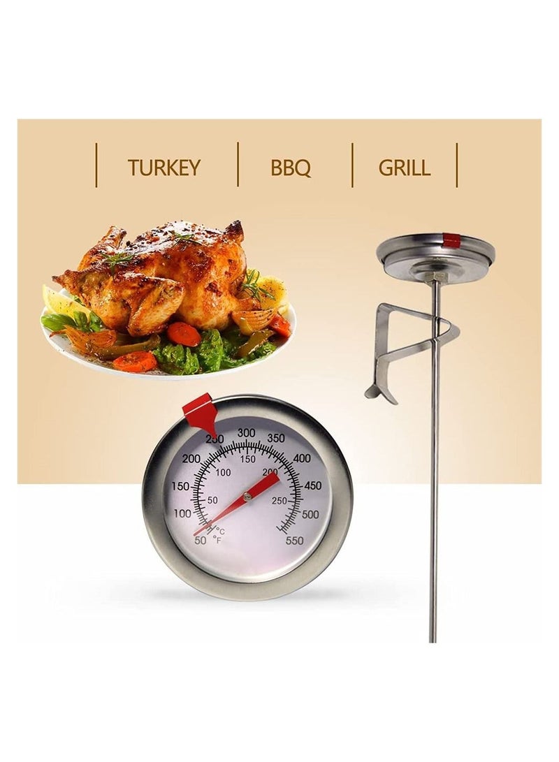 Deep Fry Thermometer with Instant Read Dial 12 Inch Stainless Steel Stem Best for Turkey BBQ Tall Pots Beef Lamb Meat Food Cooking