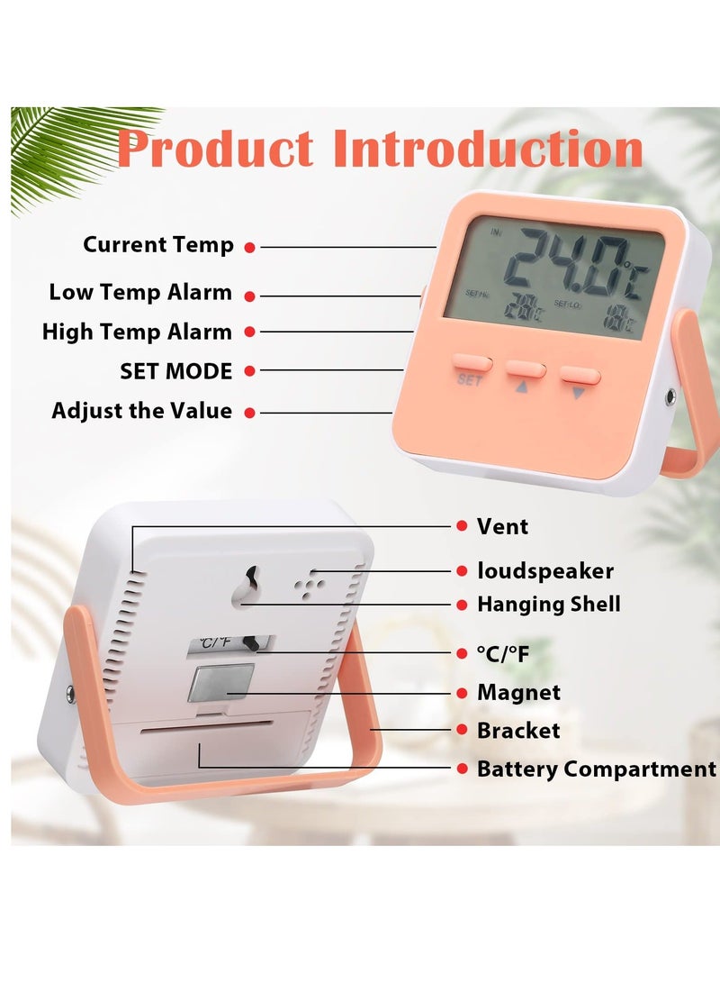 Freezer Alarm Thermometer, LED Display Digital High and Low Temperature Alarm, Refrigerator Thermometer For Fridge Alert When Temperatures Drop