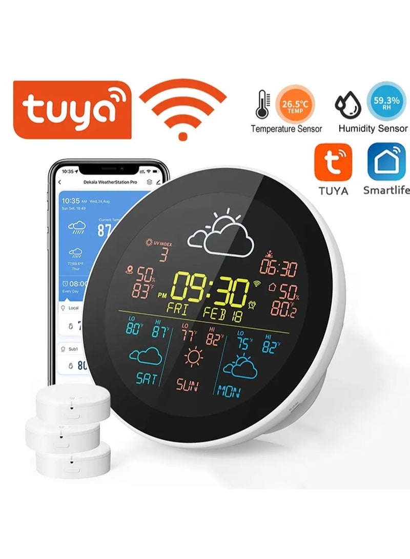 Tuya WIFI Smart Weather Station Alarm Clock Weather Forecast Temperature Sensor Thermometer Hygrometer Digital Hygrothermograph