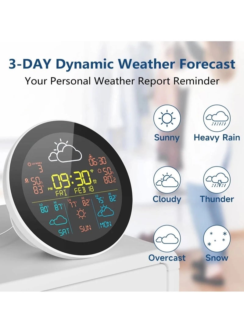 Tuya WIFI Smart Weather Station Alarm Clock Weather Forecast Temperature Sensor Thermometer Hygrometer Digital Hygrothermograph