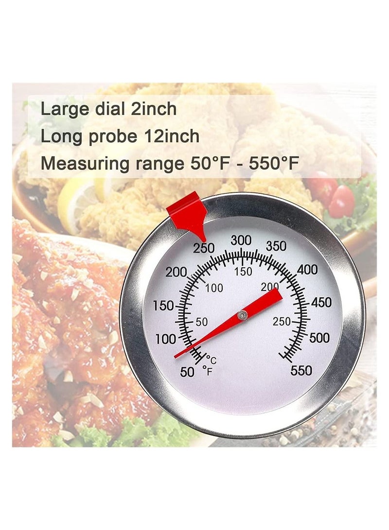 Deep Fry Thermometer with Instant Read Dial 12 Inch Stainless Steel Stem Best for Turkey BBQ Tall Pots Beef Lamb Meat Food Cooking