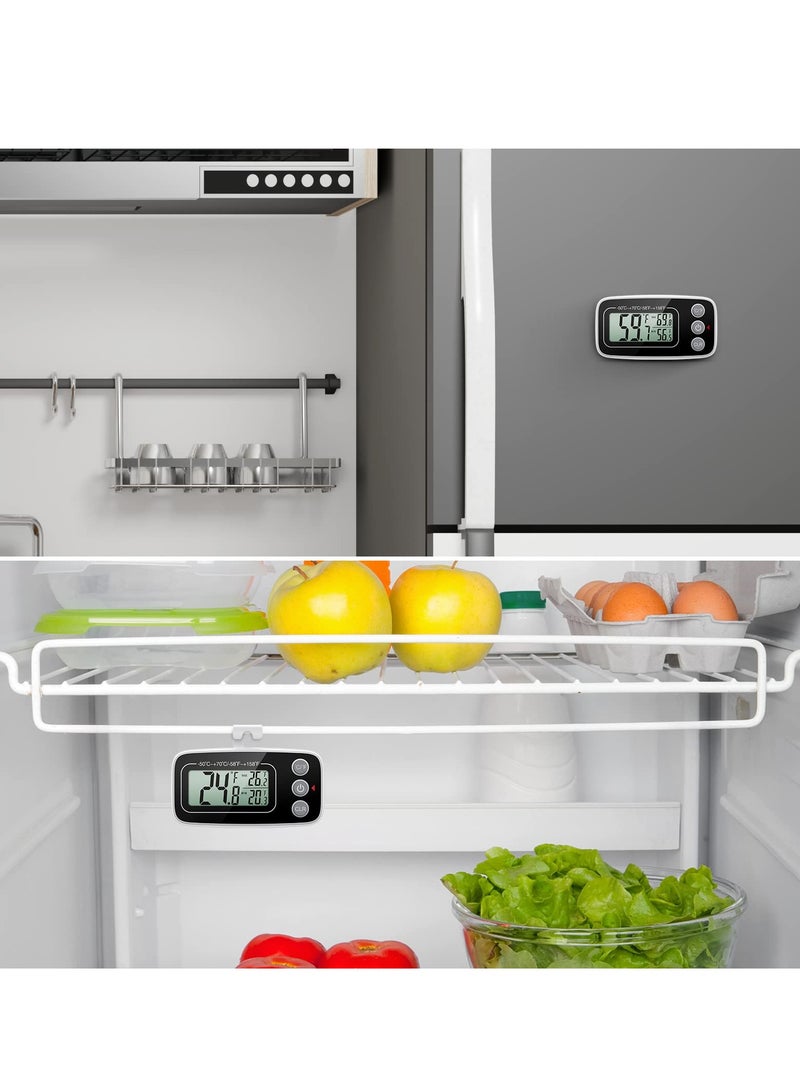 Fridge Thermometer, Digital Refrigerator Freezer Thermometer with Clear LCD Display, Max/Min Function, 3 Mounting Options for Kitchen, Home, Restaurants