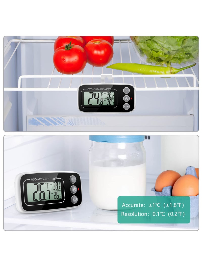 Fridge Thermometer, Digital Refrigerator Freezer Thermometer with Clear LCD Display, Max/Min Function, 3 Mounting Options for Kitchen, Home, Restaurants